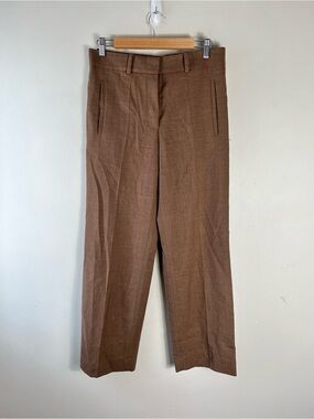COS Women’s Neutral Brown Straight Leg Wool Trouser Pants Size 6 High Rise